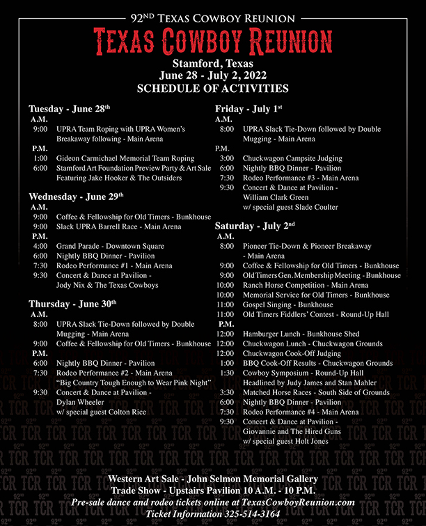 Schedule Texas Cowboy Reunion